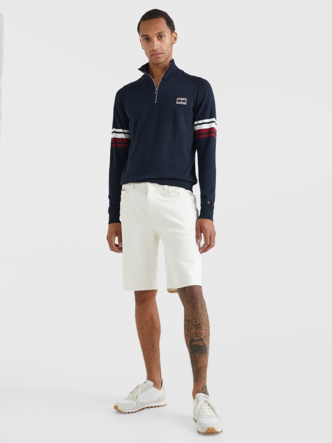 Tommy Hilfiger Desert Sky Varsity Stripe Mock Turtleneck Jumper