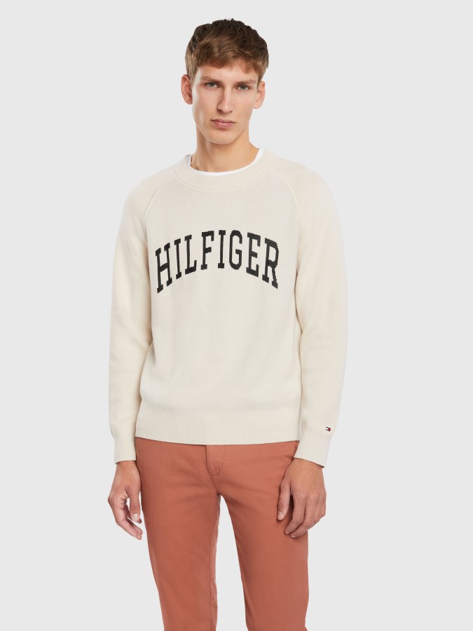 Tommy Hilfiger Varsity Graphic Crew Neck Feather White
