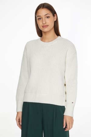 White Tommy Hilfiger Natural Crew Neck Jumper