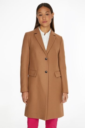 Wool Blend Classic Coat Tommy Hilfiger Brown