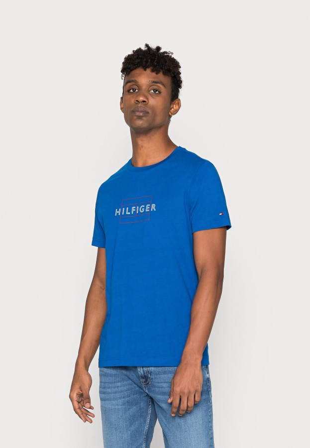 Greek Isle Blue Linear Flag Tee Print T-Shirt Tommy Hilfiger