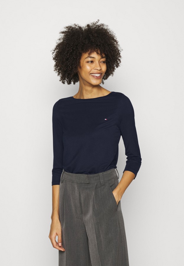 Blue Tommy Hilfiger Boat Neck Tee 3/4 Long Sleeved Top