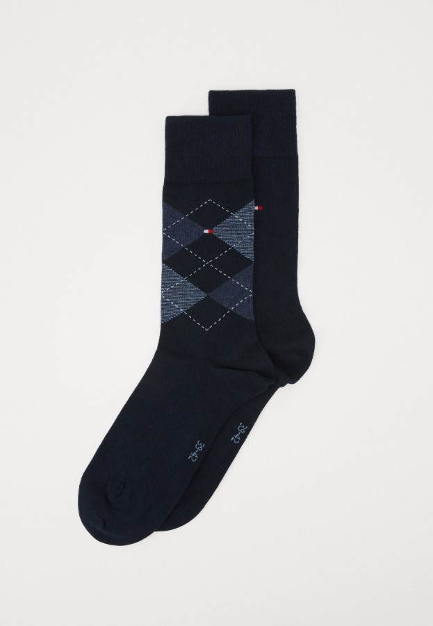 Tommy Hilfiger Dark Navy Men Check 2 Pack Socks