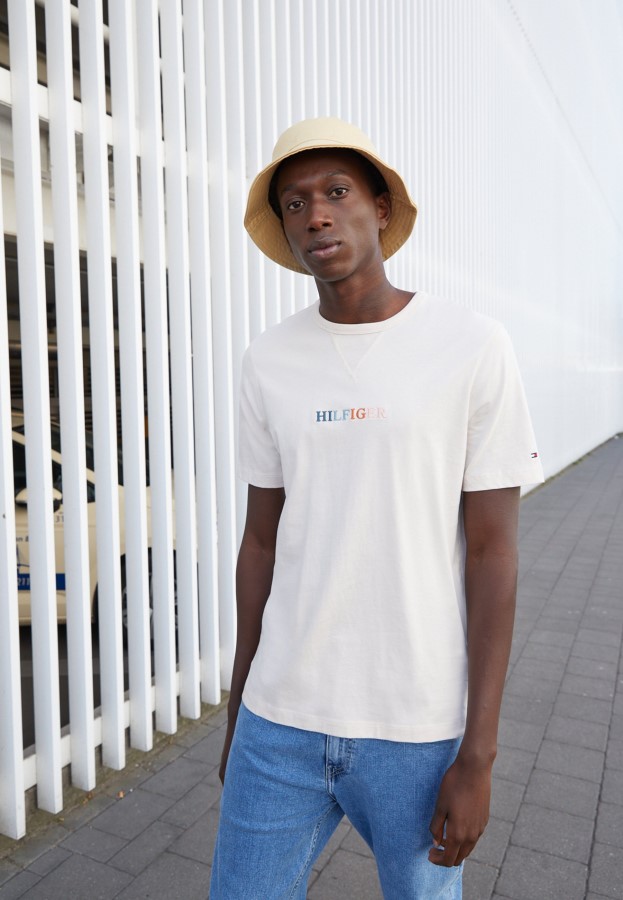 Feather White Tommy Hilfiger Contrast Stitch Print T-Shirt