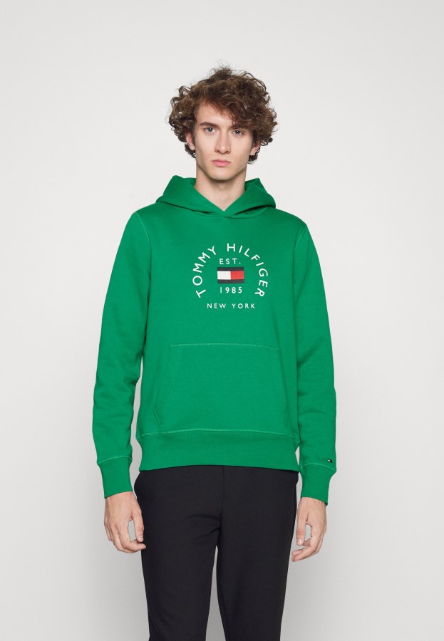 Tommy Hilfiger Flag Arch Hoody Sweatshirt Courtside Green