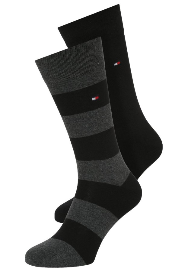 Tommy Hilfiger Black Men Rugby Sock 2 Pack Socks